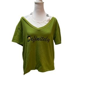 Elf Sack Green Graphic Short Sleeve Tee with Elastic Straps & Mock Tank Under S